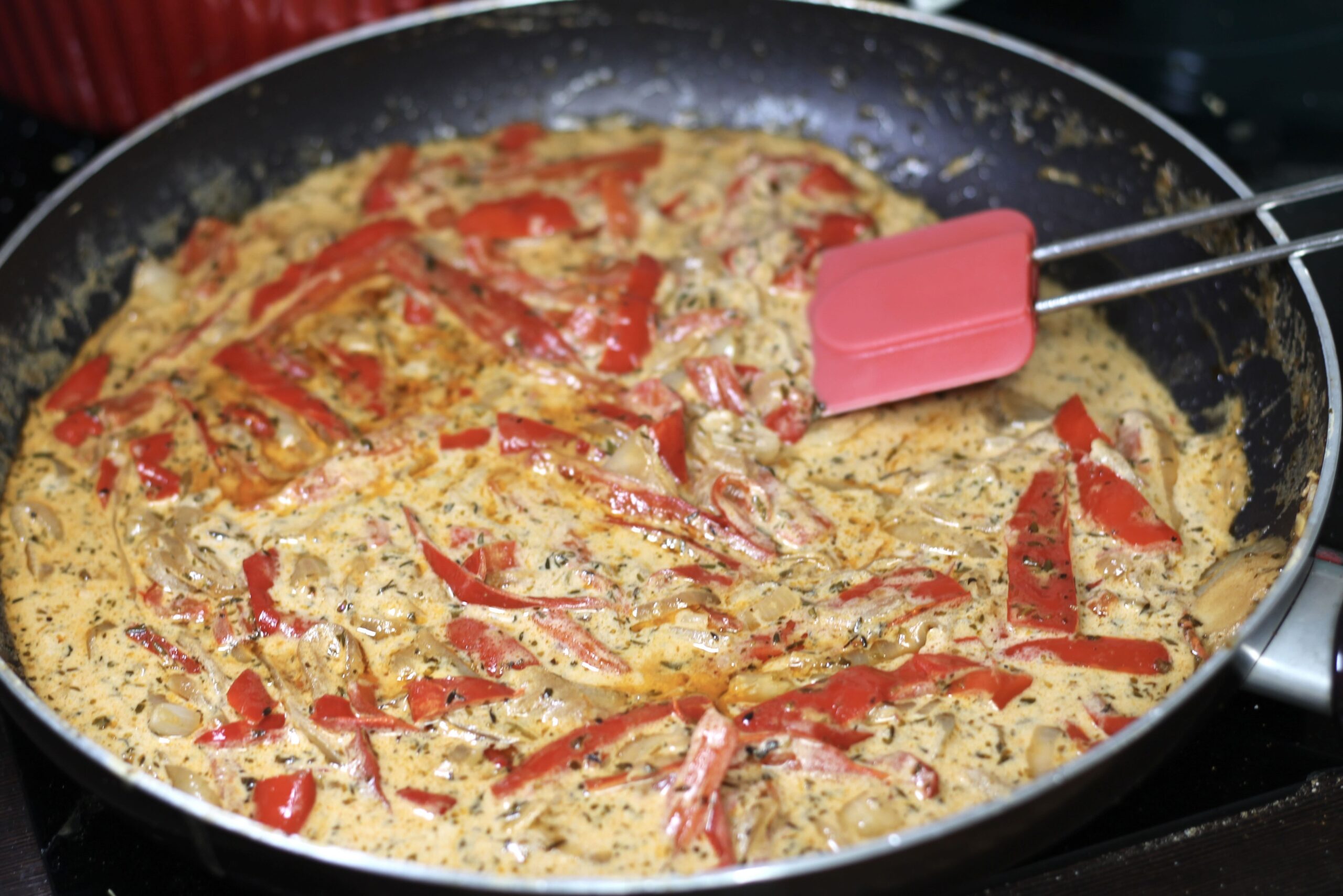 Peppers and onions frying 