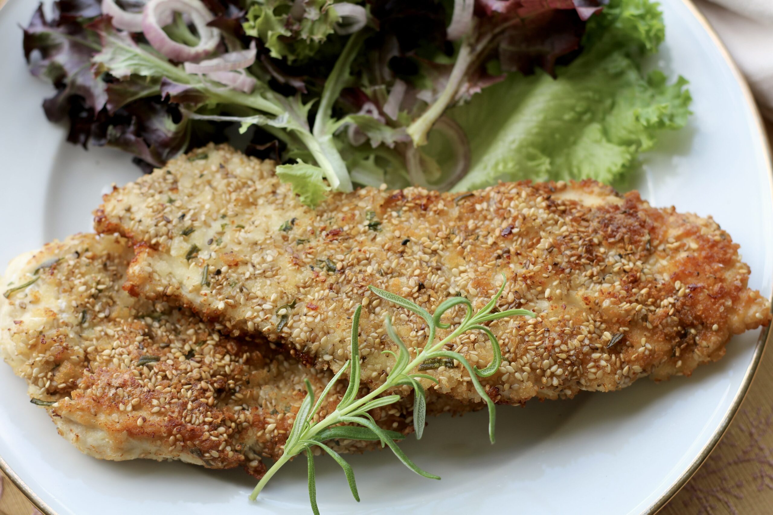 Sesame Rosemary Chicken Schnitzel
