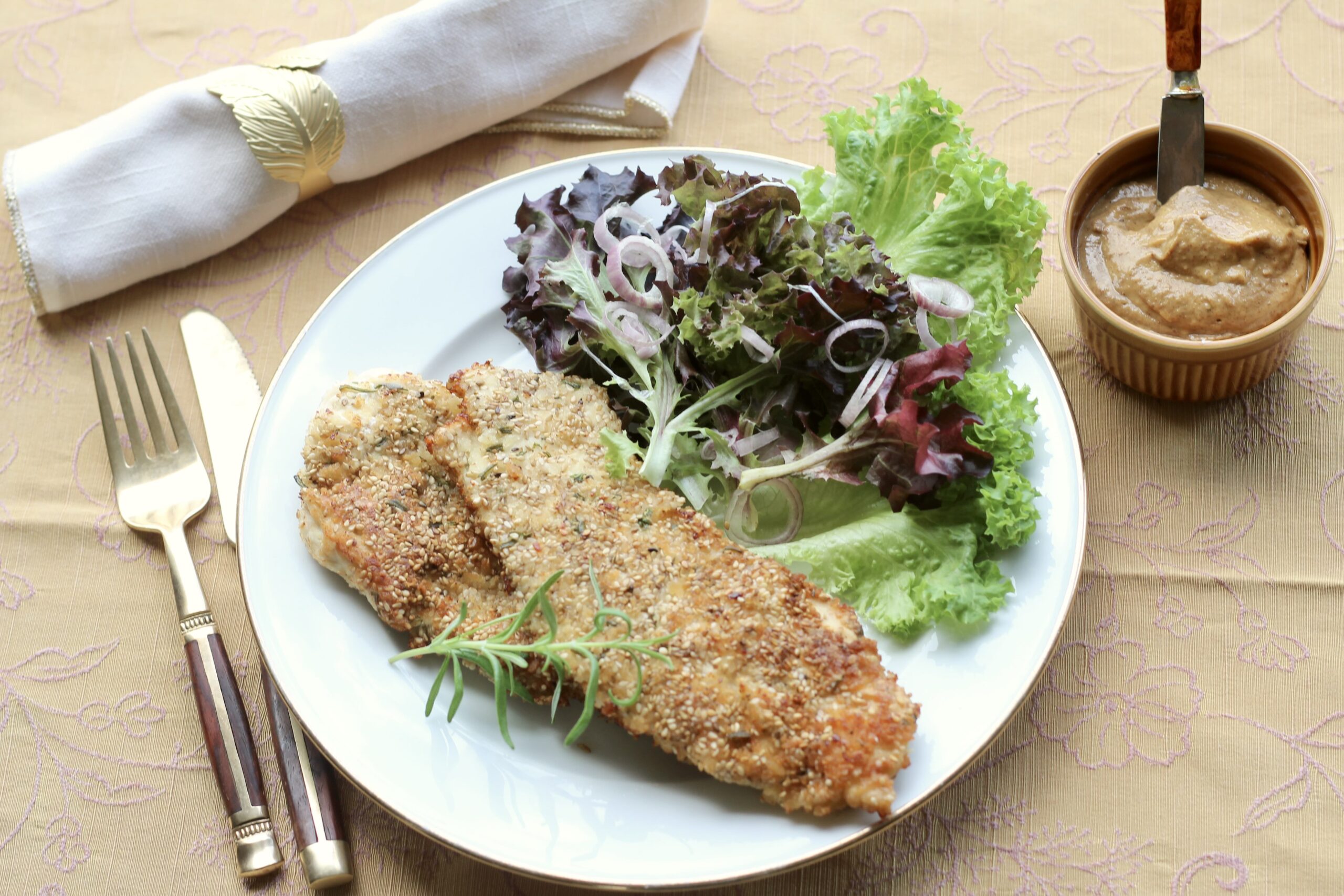 Sesame Rosemary Chicken Schnitzel