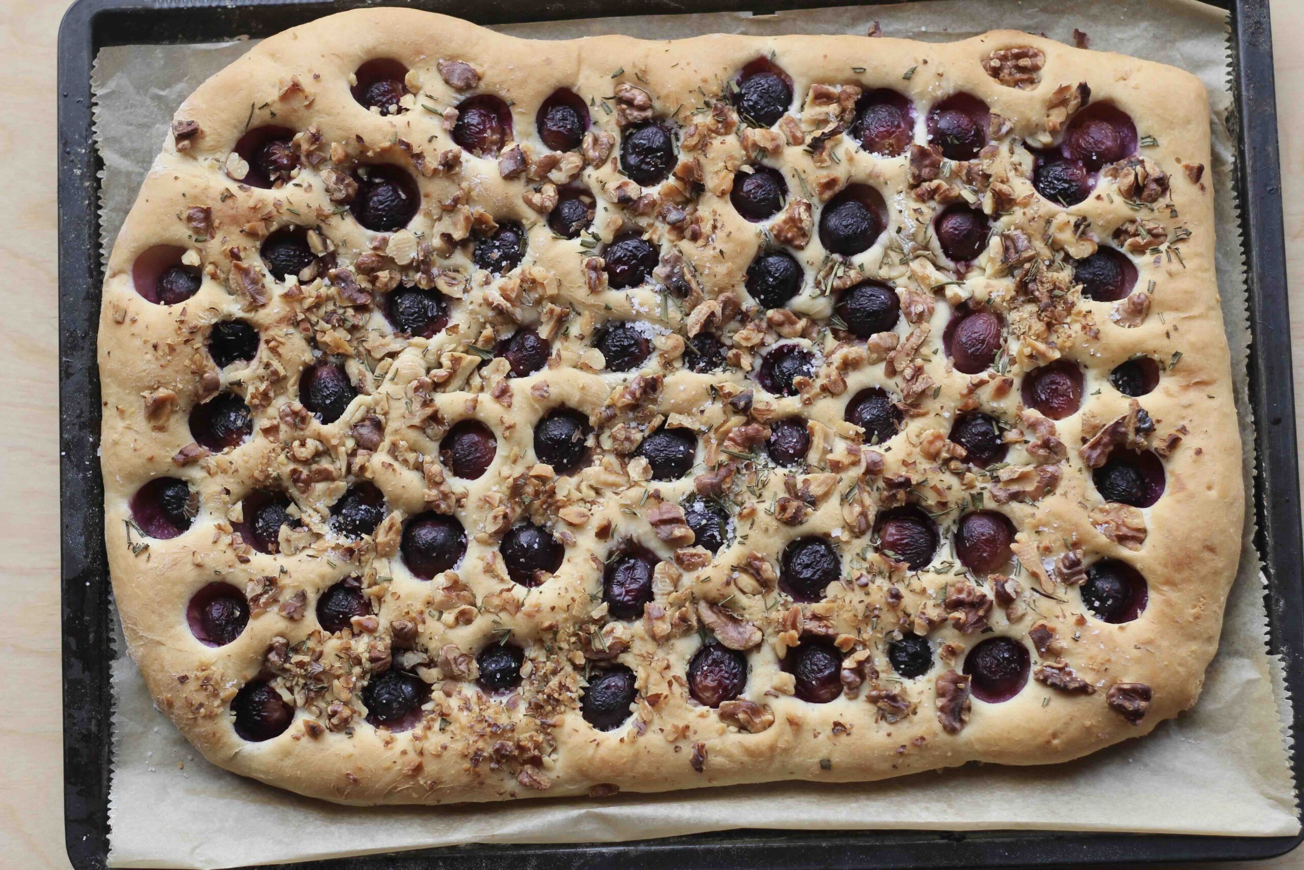Grape Walnut Rosemary Flatbread