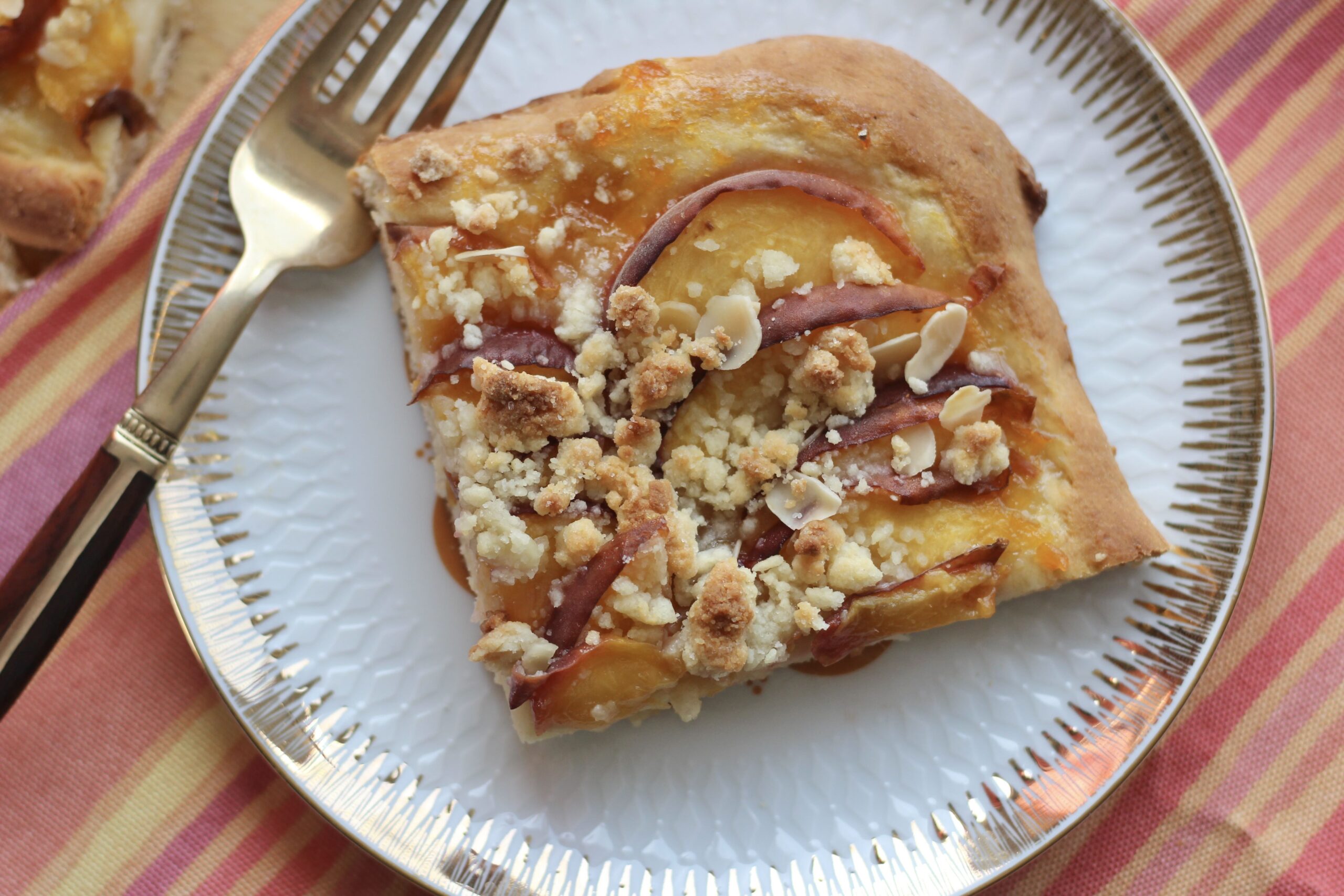 Peach Marzipan Streusel Cake