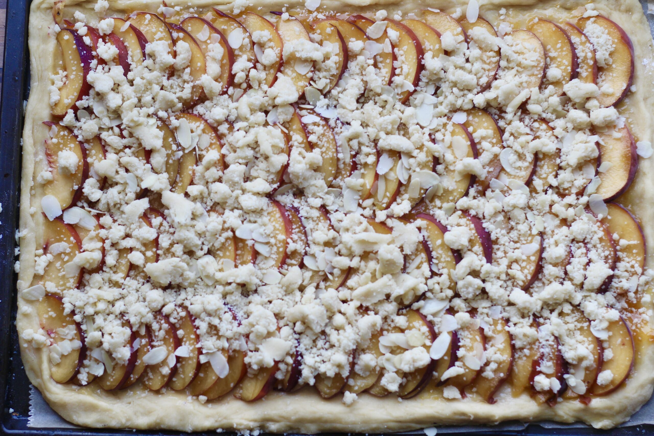 Peach Marzipan Streusel Cake