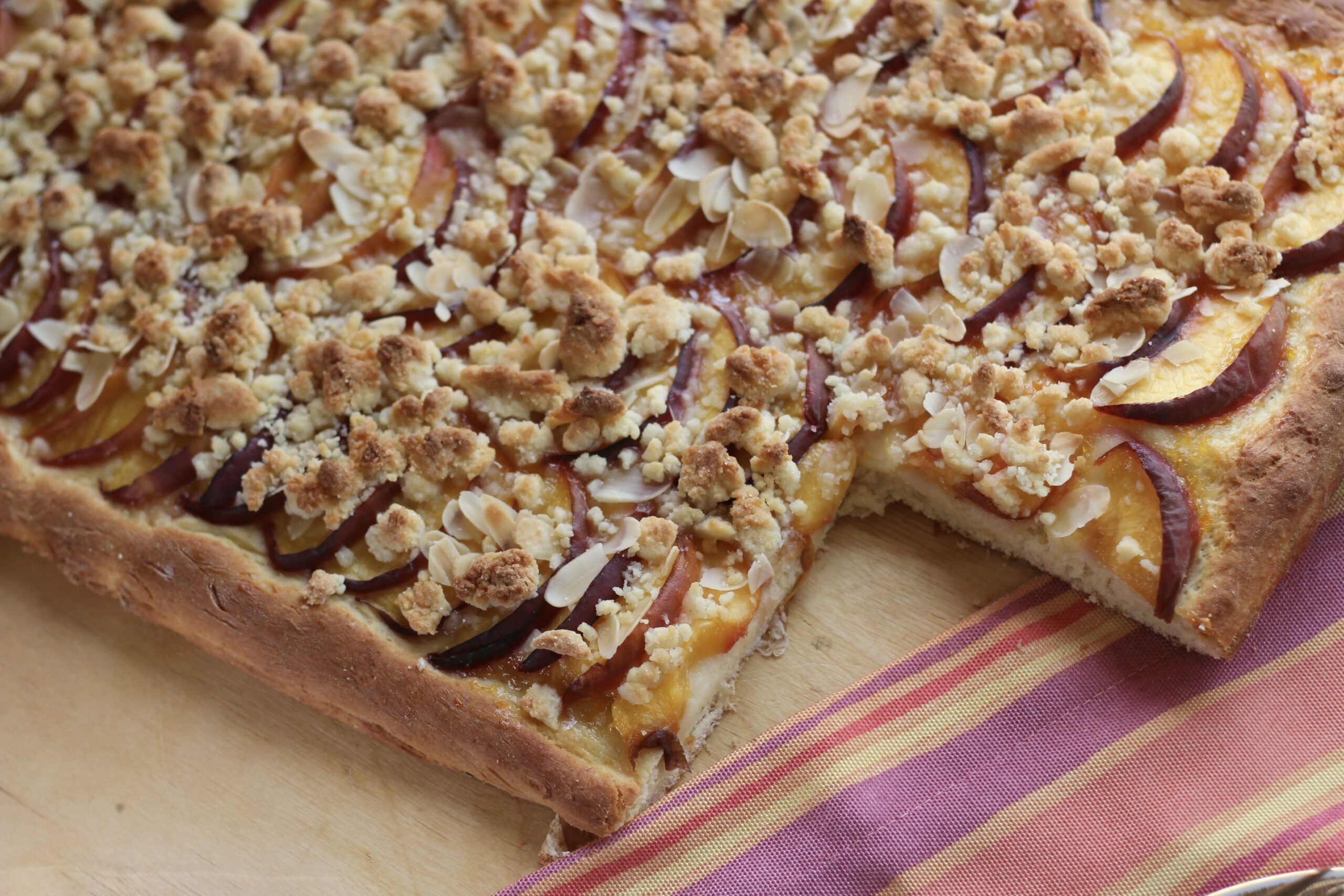 Peach Marzipan Streusel Cake