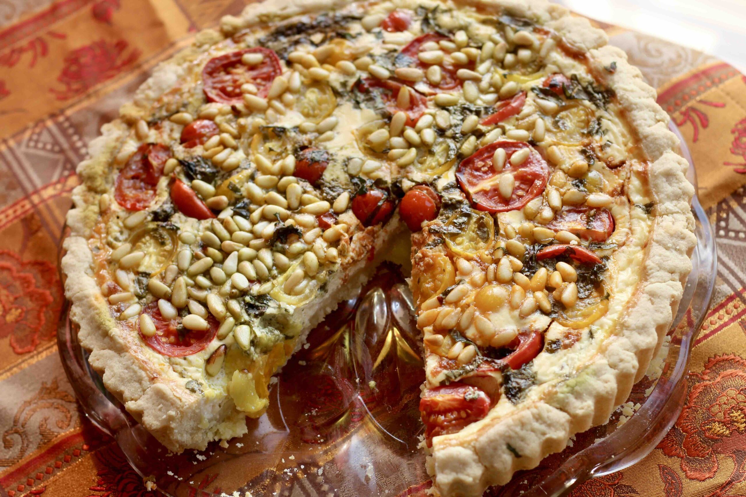 Tomato Sour Cream Pesto Tart