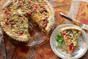 Tomato Sour Cream Pesto Tart