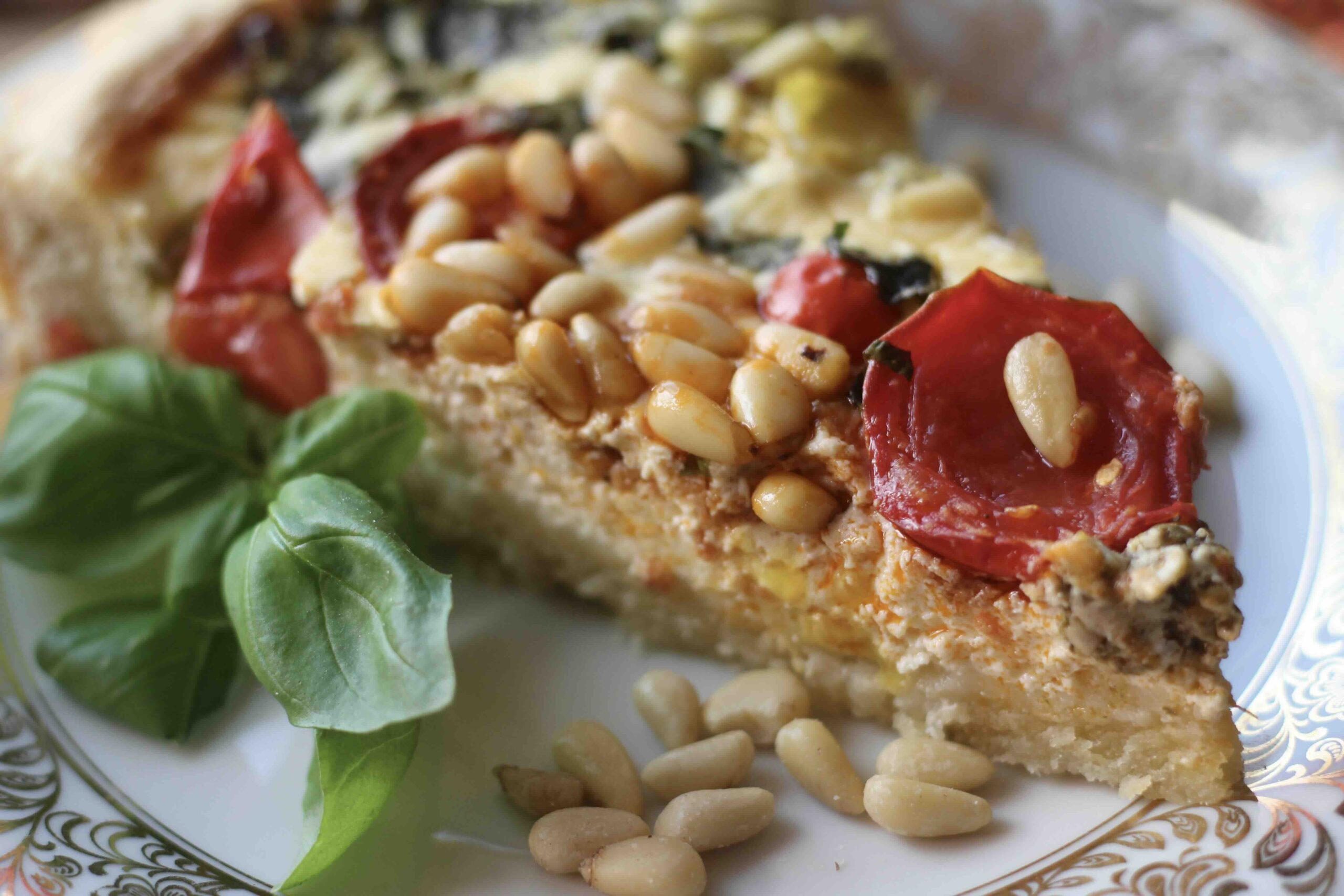 Tomato Sour Cream Pesto Tart