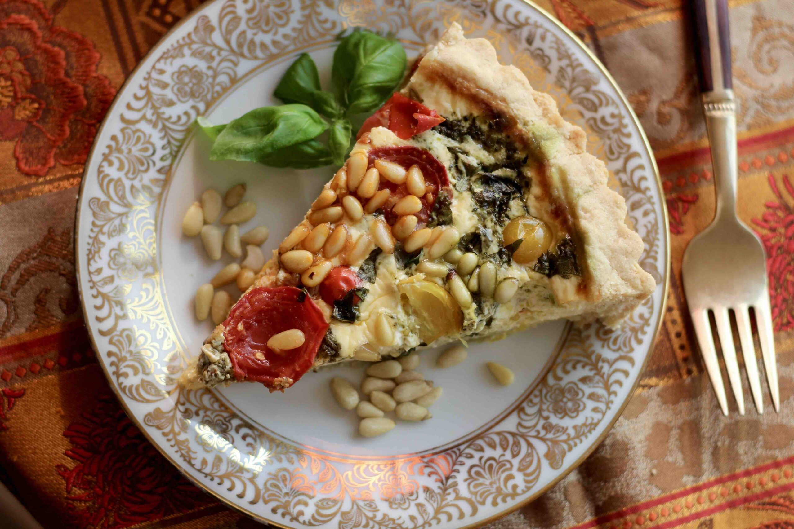 Tomato Sour Cream Pesto Tart