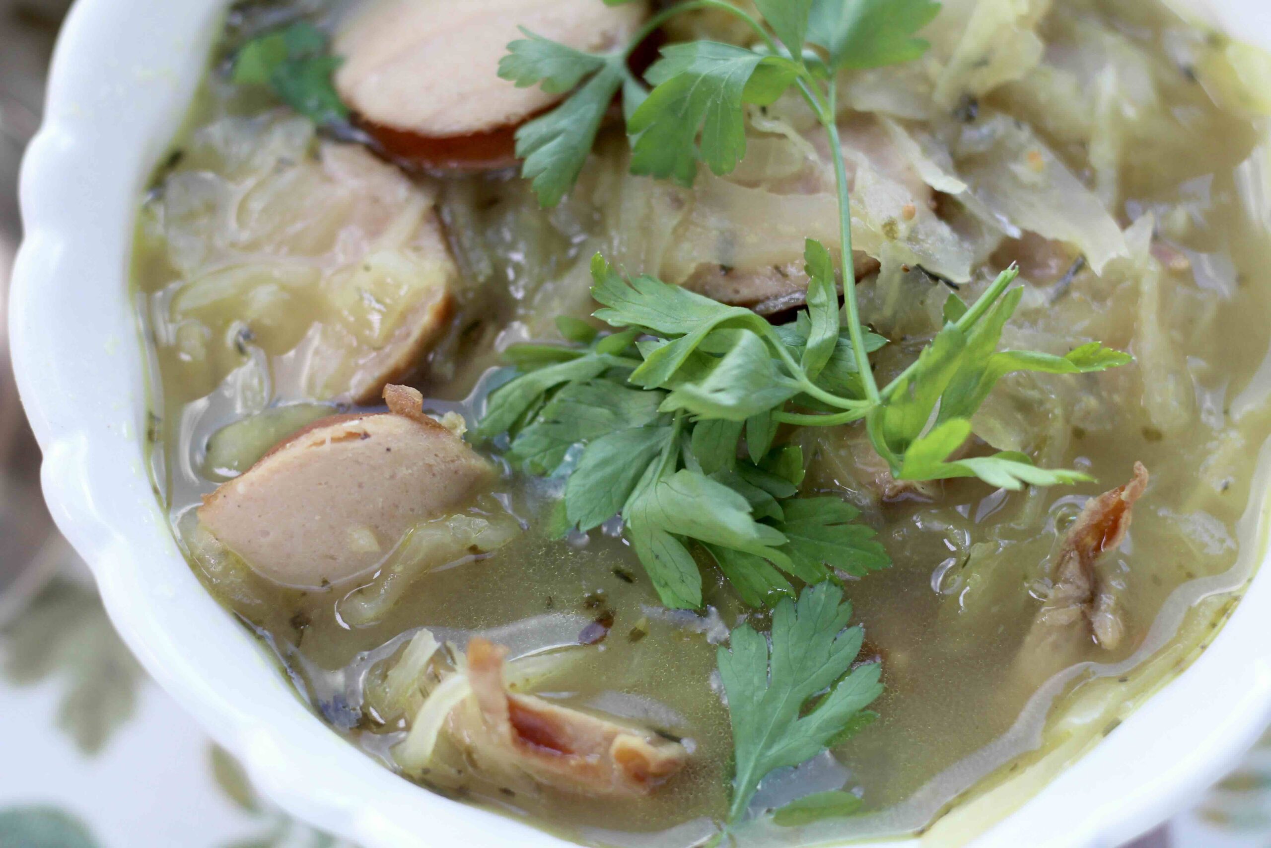 Horseradish Sauerkraut Bratwurst Soup