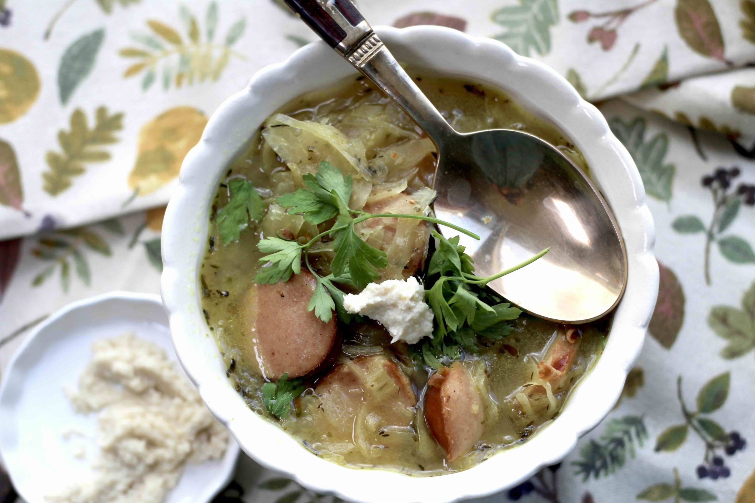 Horseradish Sauerkraut Bratwurst Soup