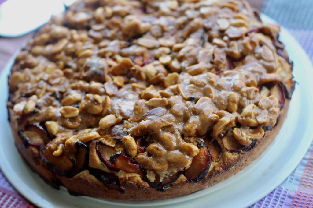 Peanut Caramel Plum Cake