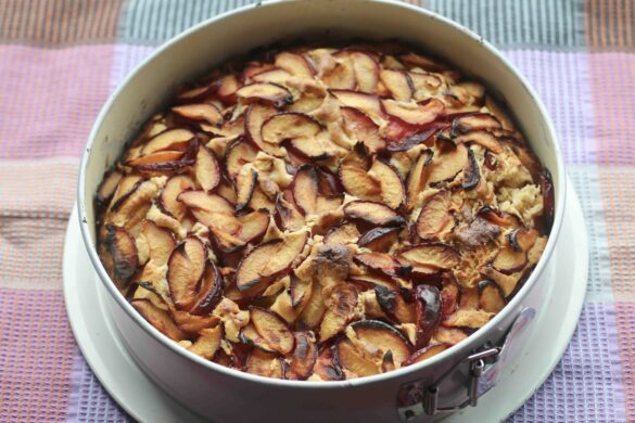 Peanut Caramel Plum Cake