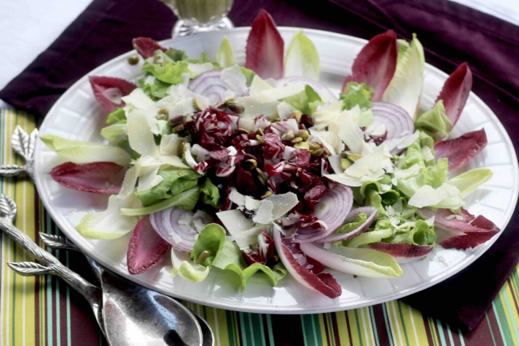 Fennel, Radicchio, Butter Salad with Sweet Pistachio Dressing