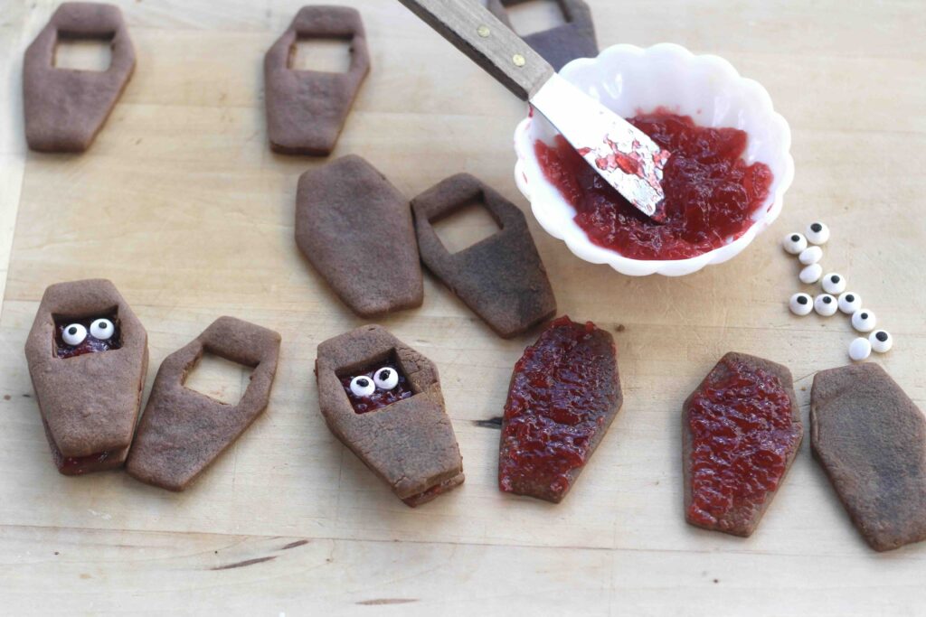 Halloween Coffin Linzer Cookies