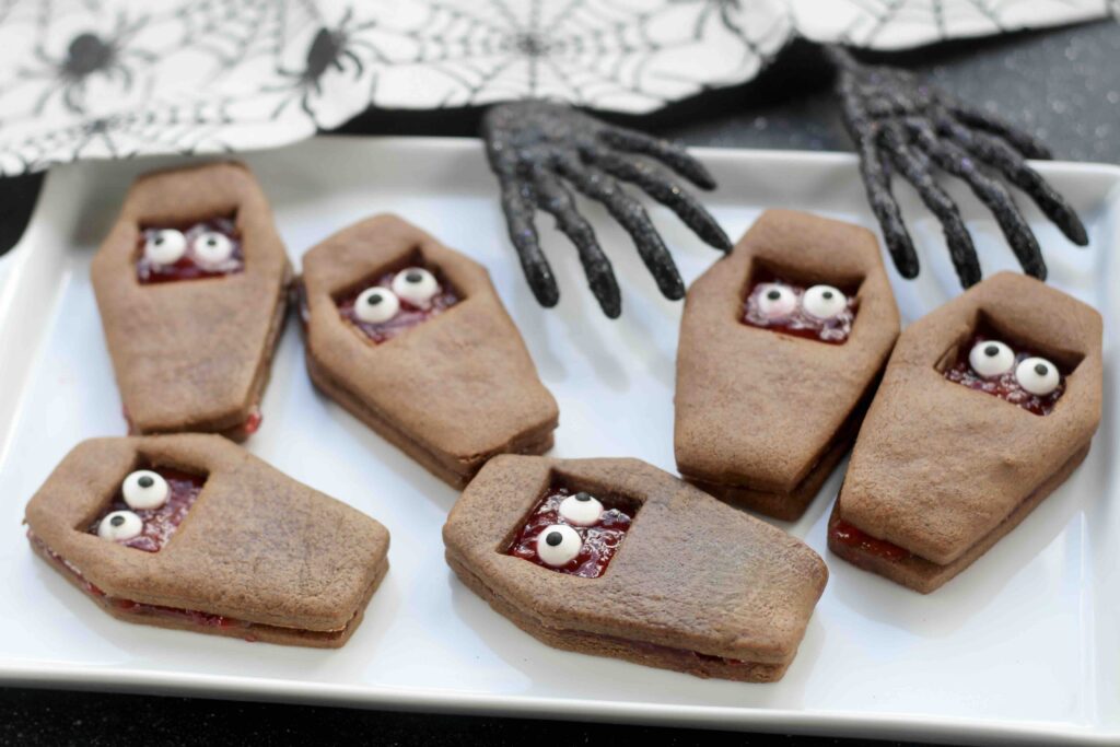 Halloween Coffin Linzer Cookies
