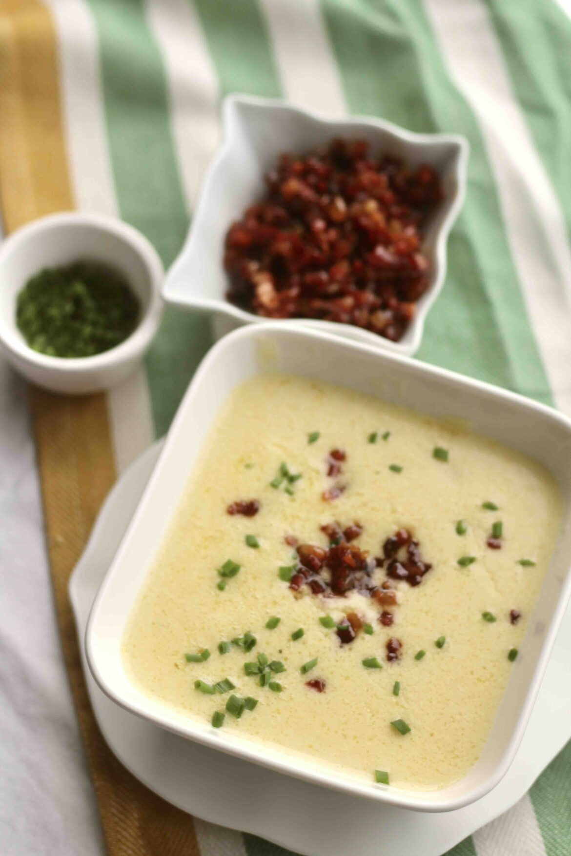 Mustard Cheese Soup with Honey Speck