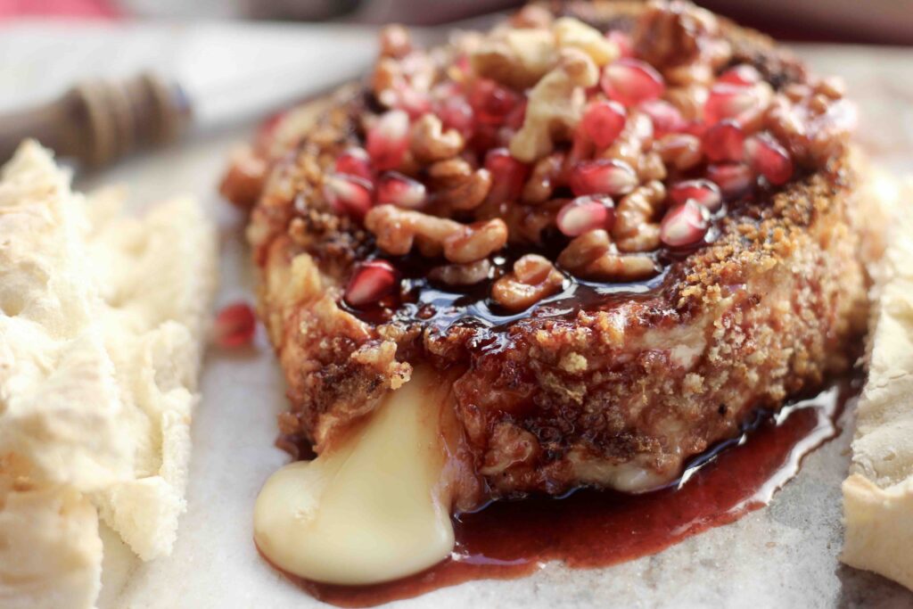 Walnut Pomegranate Fried Camembert