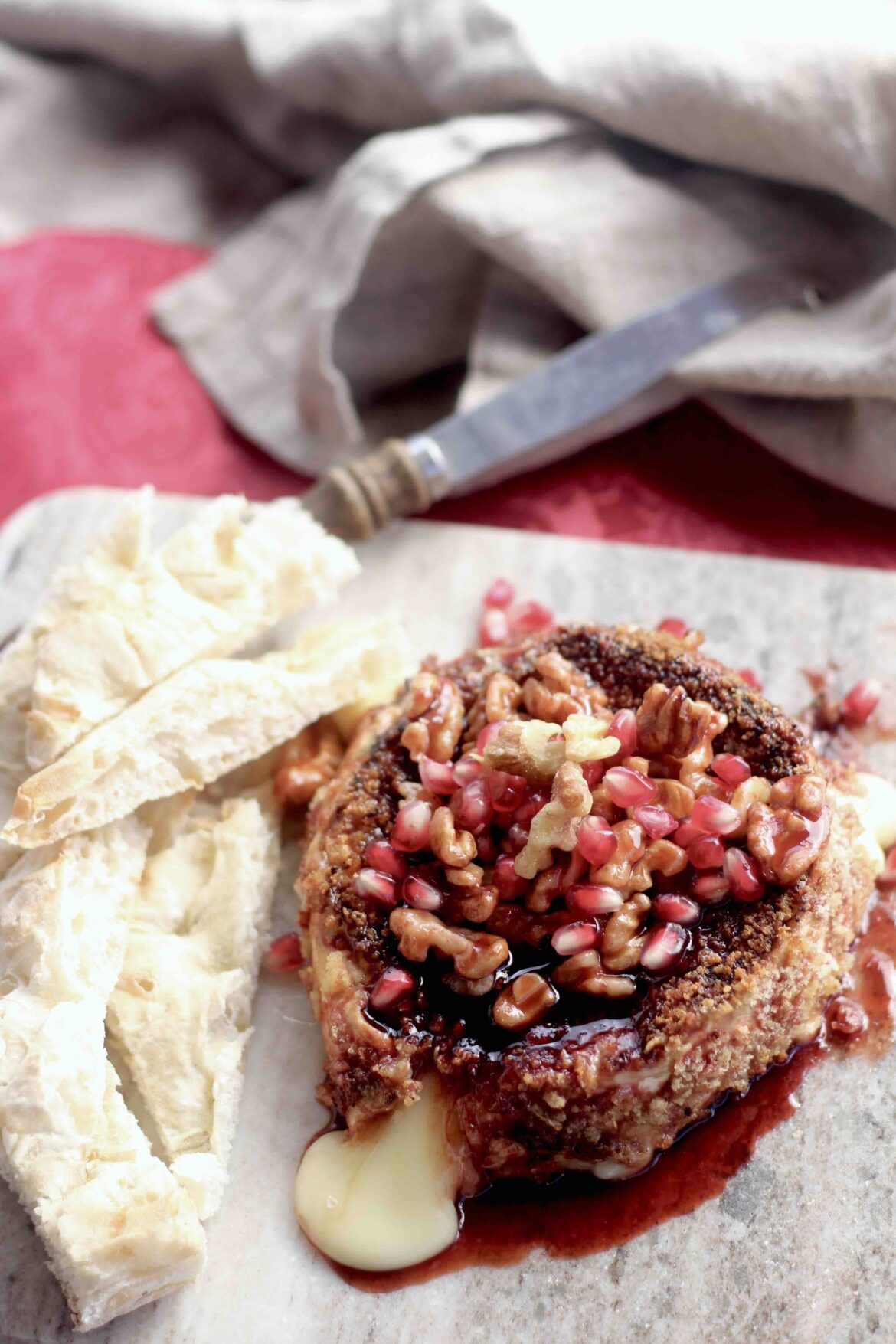 Walnut Pomegranate Fried Camembert