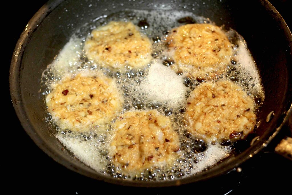 Frying Chili Crisp Potato Latkes