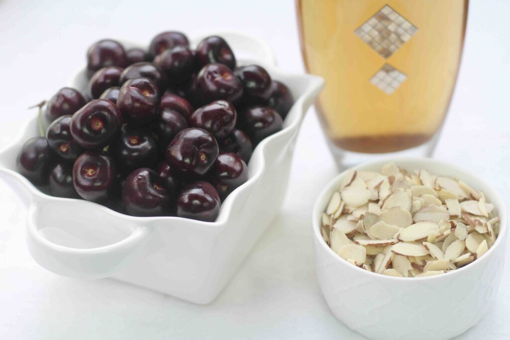 Cherries, AmarettoAlmond Leaves