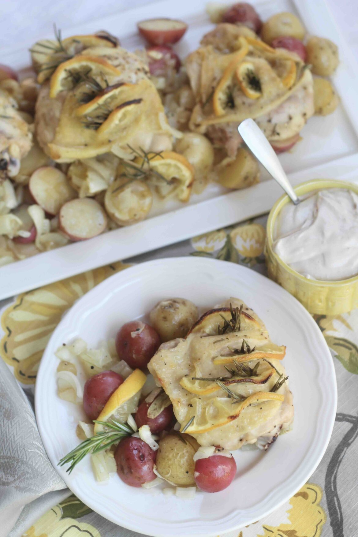 Lemon Rosemary Chicken with Rhubarb Mayo