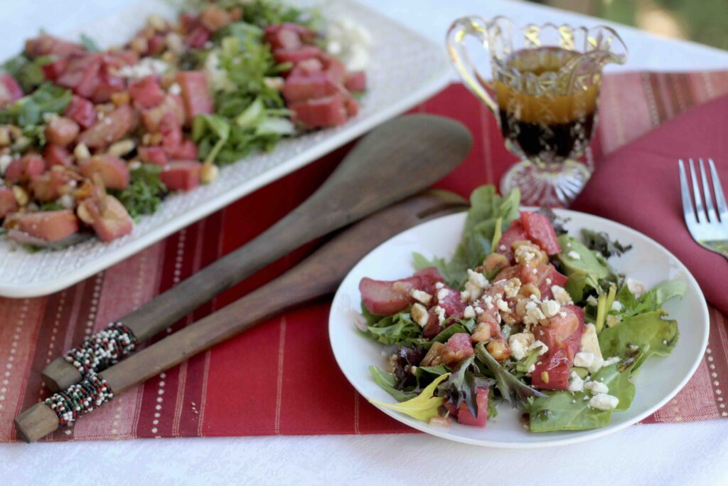 Rhubarb Feta Hazelnut Salad