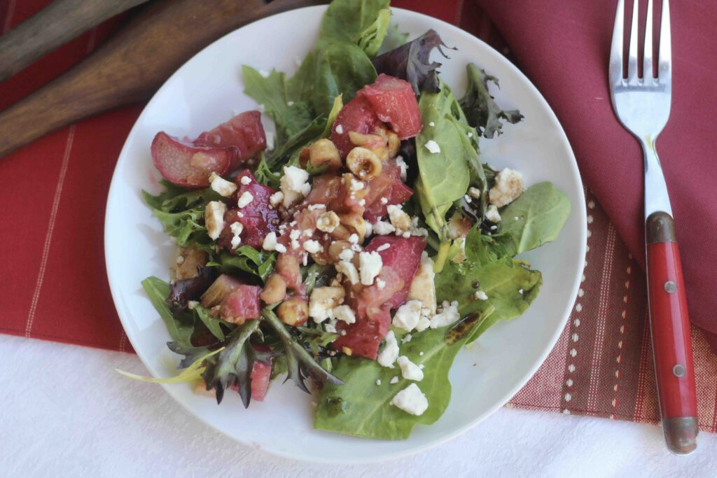 Rhubarb Feta Hazelnut Salad