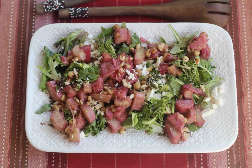 Rhubarb Feta Hazelnut Salad