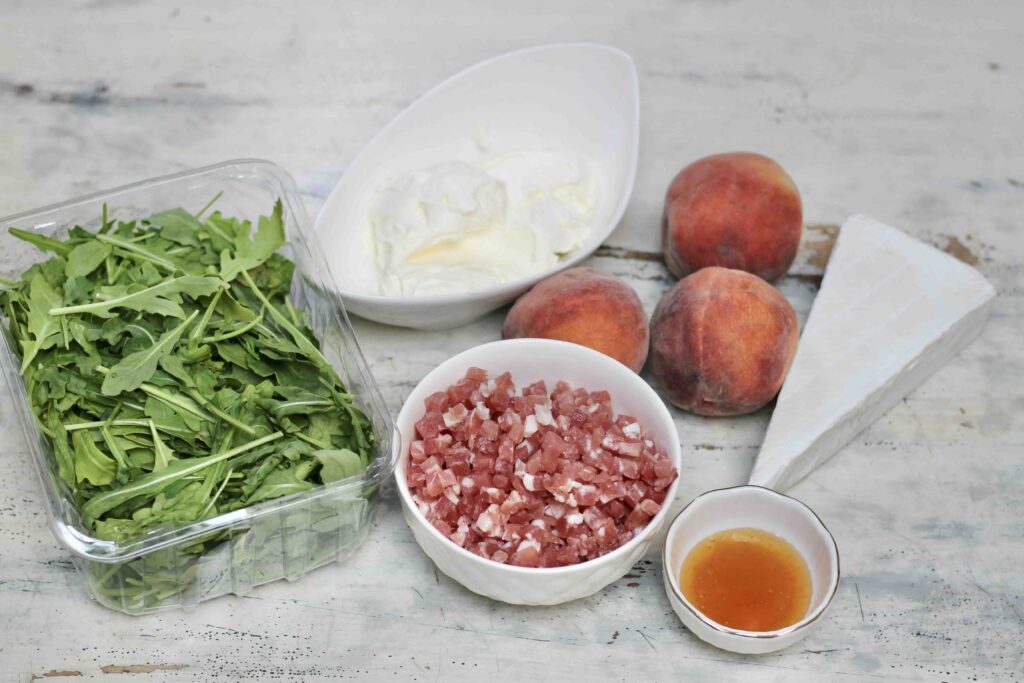 Peach Brie Flammkuchen with honeyed Speck Ingredients