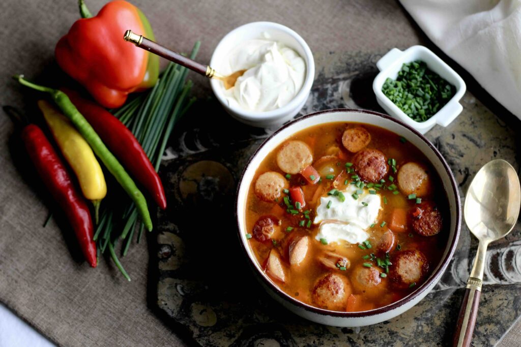 Spicy Peppery Bratwurst Soup