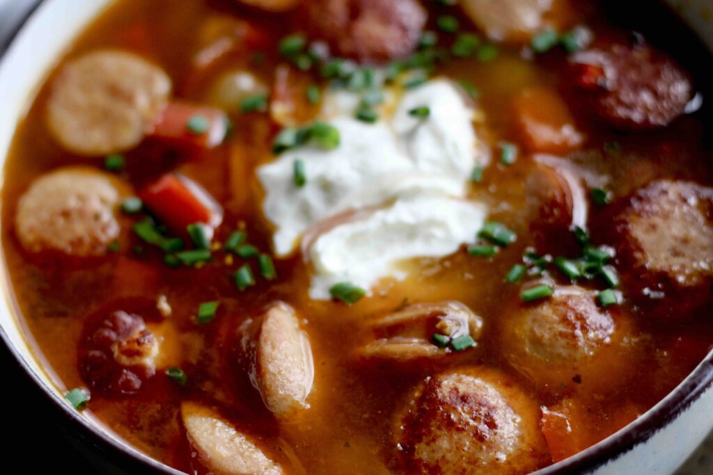 Fall soup with creme fraiche
