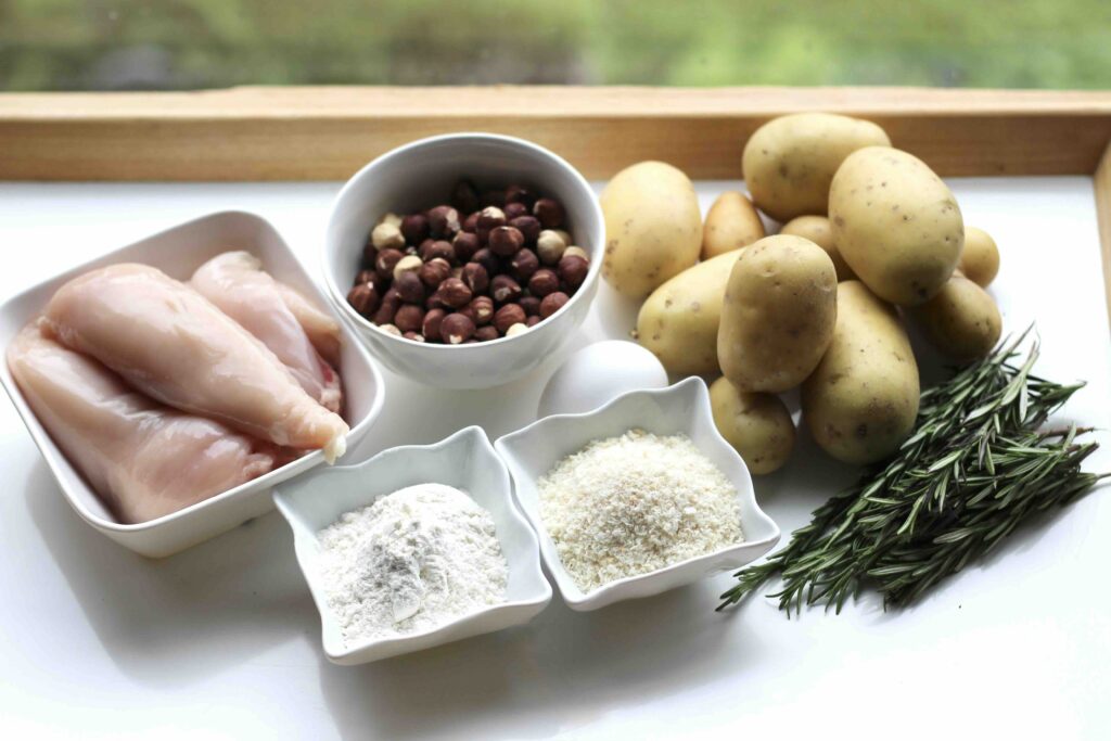 Chicken Hazelnut Schnitzel with Roasted Rosemary Potatoes ingredients