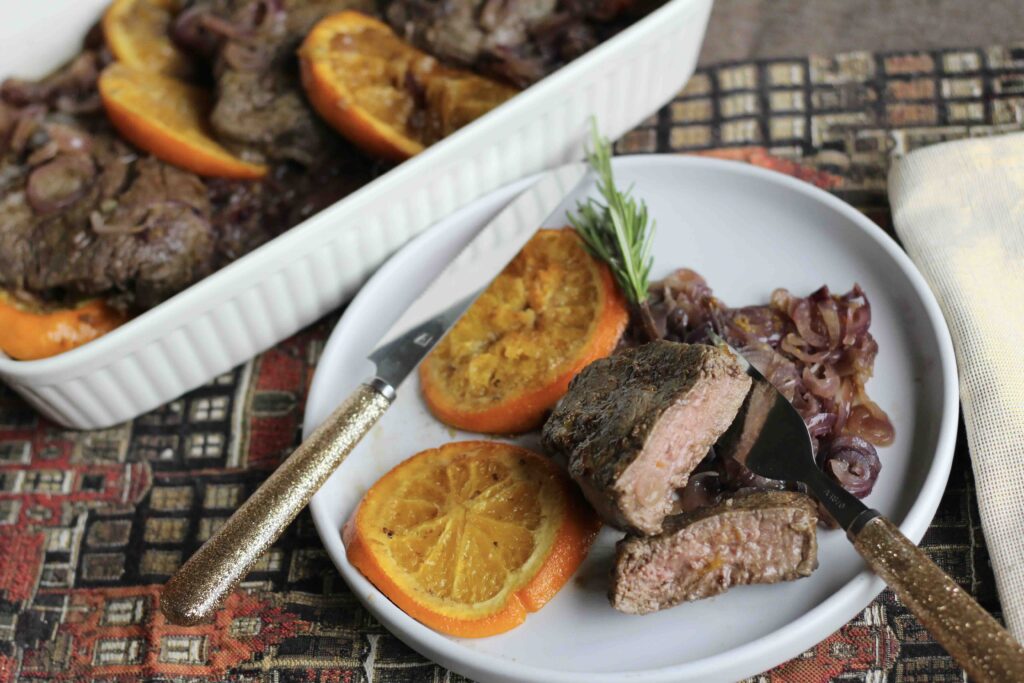 Filet Steak with Baked Oranges