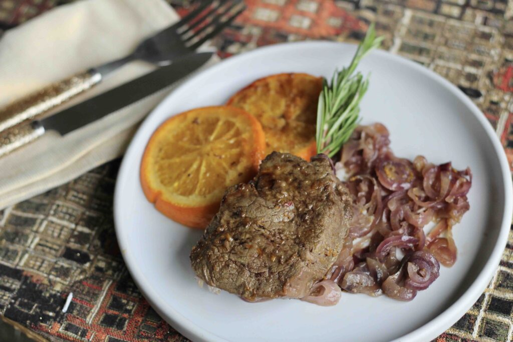 Filet Steak With Baked Oranges