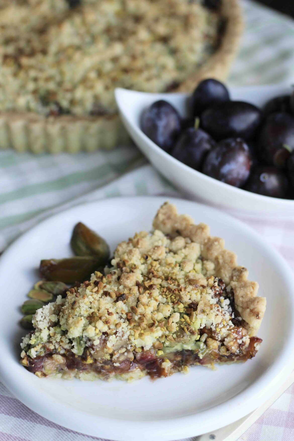 Plum Pistachio Marzipan Tart