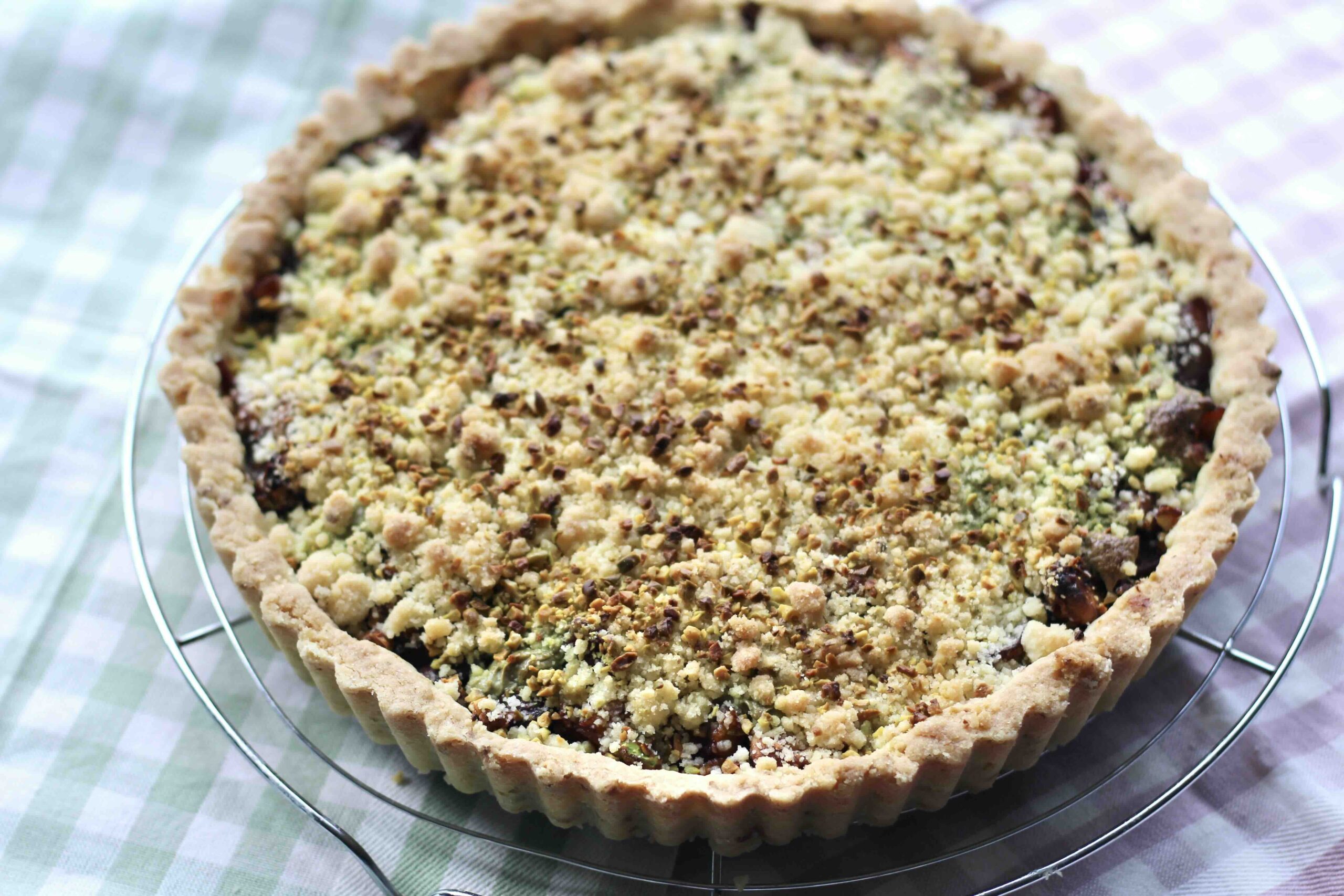 Plum Pistachio Marzipan Tart