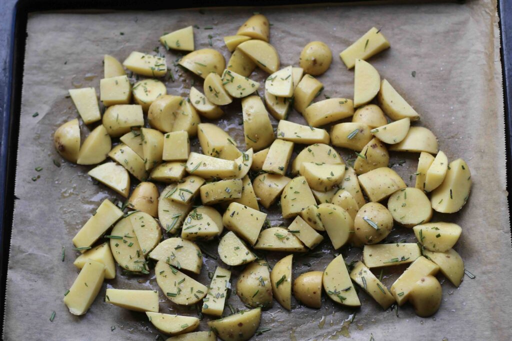 Roasting Yellow Rosemary Potatoes
