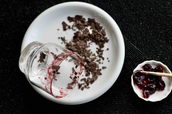 jam and shaved chocolate cocktail rim