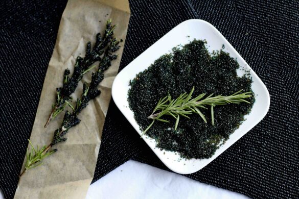 Rosemary and black glitter sugar
